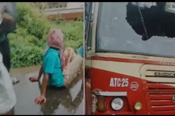 ഓടിക്കൊണ്ടിരിക്കുന്ന KSRTC ബസിൻ്റെ ചില്ല് തല കൊണ്ട് ഇടിച്ച് പൊളിച്ചു; യുവാവ് പുറത്തേക്ക് ചാടി; അസ്വസ്ഥത പ്രകടിപ്പിച്ചിരുന്നെന്ന് ബസ് ജീവനക്കാർ